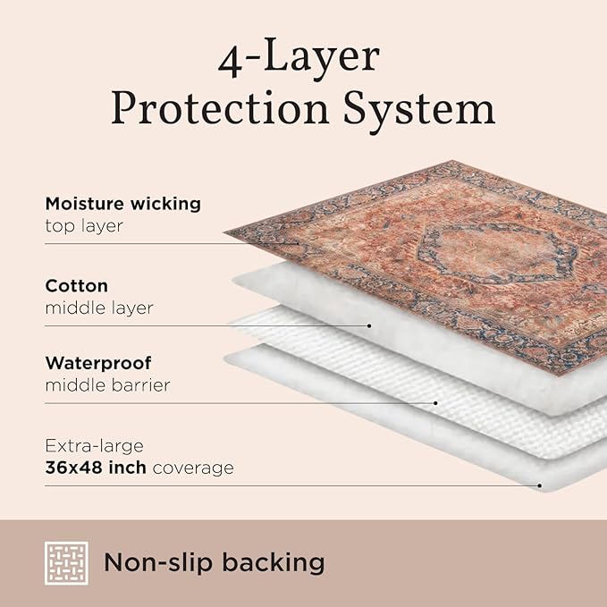 LOVEWAG Washable Dog Pee Pads, 24" x 16", Waterproof, Non-Slip, Super Absorbent, Reusable Machine-Washable, 2-Pack (Bohemian Jewel)