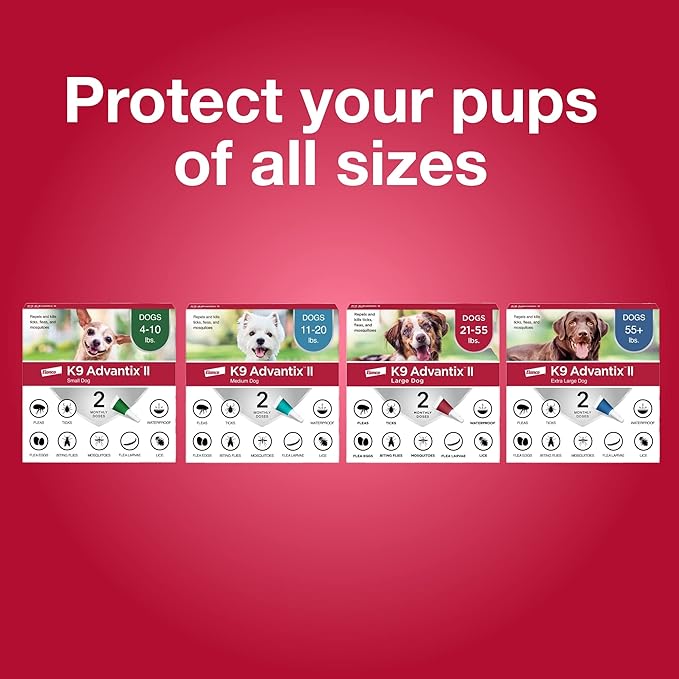 K9 Advantix II XL Dog Vet-Recommended Flea, Tick & Mosquito Treatment & Prevention | Dogs Over 55 lbs. | 4-Mo Supply (Pack of 2)