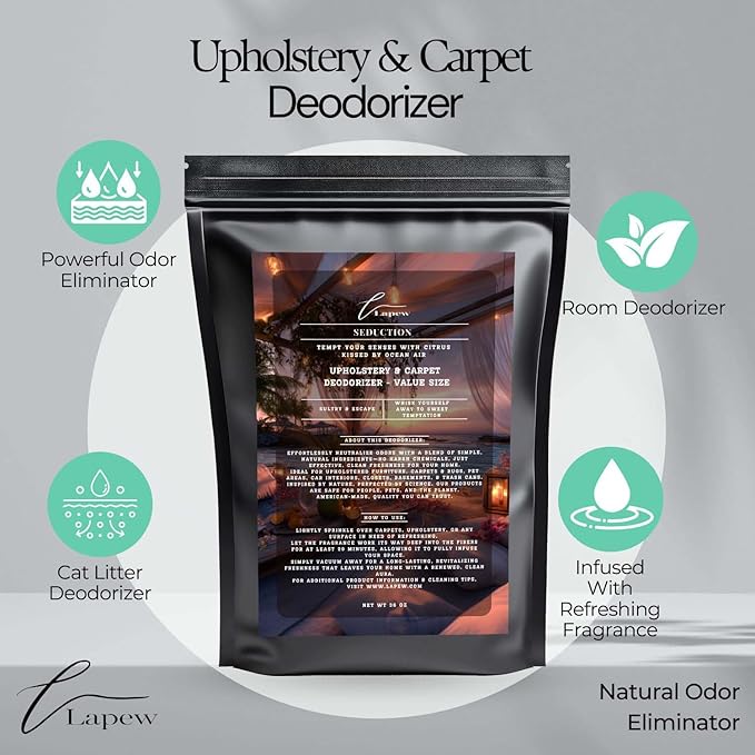 Seduction Carpet Freshener Powder Refill 36 oz | Powerful Odor Eliminator for Home | Upholstery Deodorizer | Carpet Deodorizer | Pet Urine | Cat Litter Box | Endless Weekend Fragrance