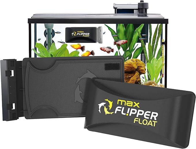 FL!PPER Flipper Cleaner Float - 2-in-1 Floating Magnetic Aquarium Glass Cleaner - Fish Tank - Scrubber & Scraper Aquarium Cleaning Tools – Fish Tank, Max