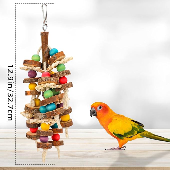 Rypet Wood Bird Chewing Toys for Cage Wall, Wooden Bird Cage Toy for Helping to Trim Beak, Birds Toys Parrot Toy for African Grey Parrots Cockatoos Amazon Parrot and Other Small to Medium Parrots