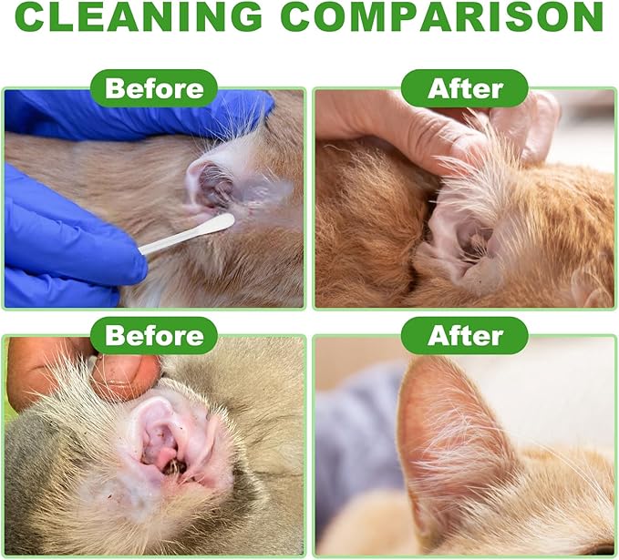 twoworld Pet Ear Swabs,2-in-1 Pet Ear Cleaning Liquid Swabs,Cat & Small Dog Ear Cleaner Swabs,Ear Cleaner Solution for Dogs and Cat for Daily Ear Cleaning Removes Wax, Dirt, & Odor (300)