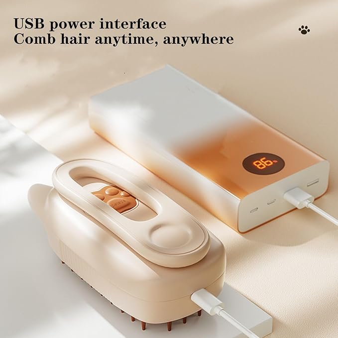 Pet Grooming Brushm,Cat Brush,3 In1 Spray Cat BrushSelf-Cleaning Wet Dog Comb with USB Rechargeable & Water Tank,Suitable for Dogs,Cats to Reduces Flying Hair (Apricot color)