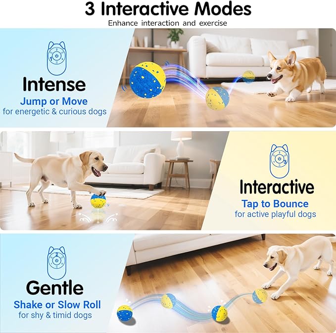 Dog Ball Smart Interactive Dog Toy with Remote Control,Automatic Moving,Bouncing and Rotating 3 Modes,E-TPU Material Aggressive Chewers,IPX7 Waterproof,Rolling Ball for Large Medium Dogs