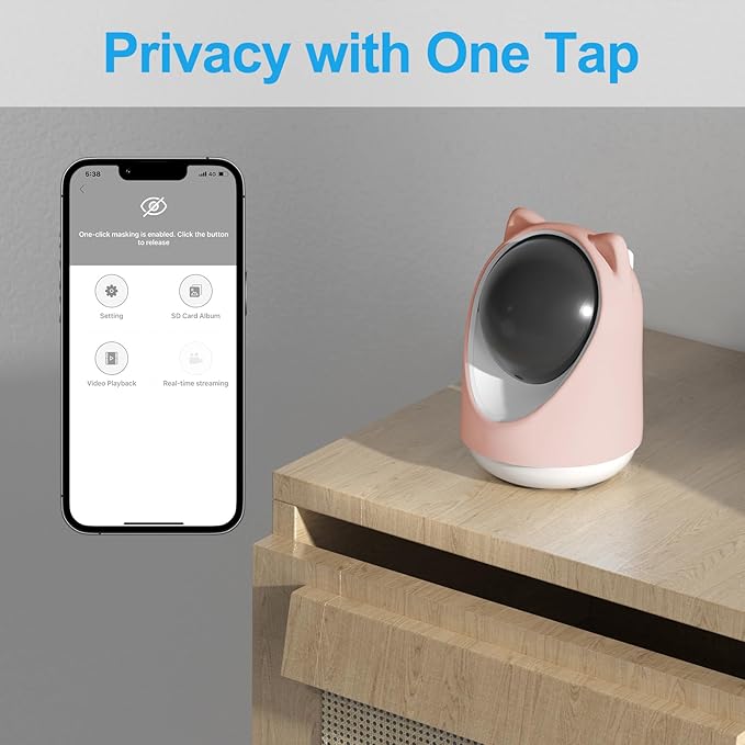 Indoor Camera, Cameras for Home Security,Home Cameras Indoor for Baby&Pet Monitoring,Night Vision,Smart Motion Tracking, Pan360° & Tilt 180°, 3MP Wi-Fi Two-Way Audio （Pink