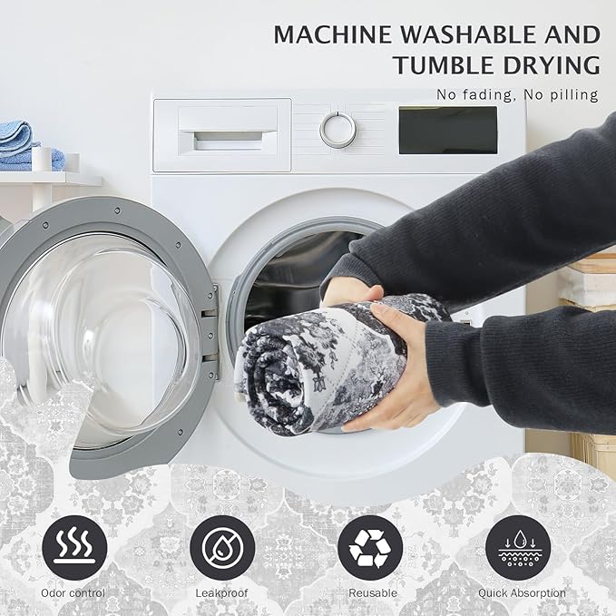 IEUUMLER Washable Pee Pads for Dogs, 2 Pack Reusable Pee Pads for Dogs Non-Slip Grip, Super Absorbent Waterproof Puppy Pads for Potty Training, Playpen, Crate, Whelping Box EU011 Black Grey, 36x31