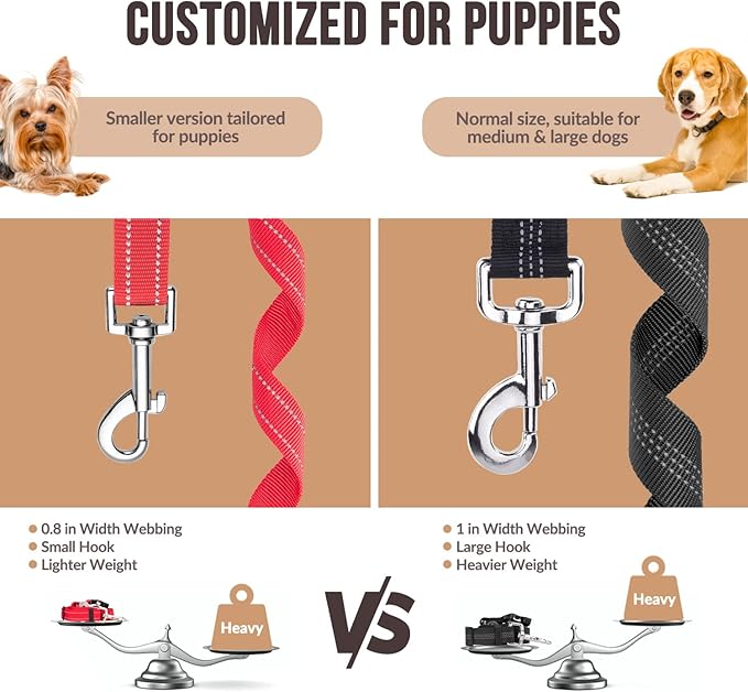 SlowTon Dog Seat Belt for Car, 2 Pack Dog Car Harness Seatbelt Adjustable with Elastic Bungee Buffer, 2 in 1 Pet Car Leash Headrest Restraint Dog Reflective Safety Tether (S, Red, Headrest+Clip)