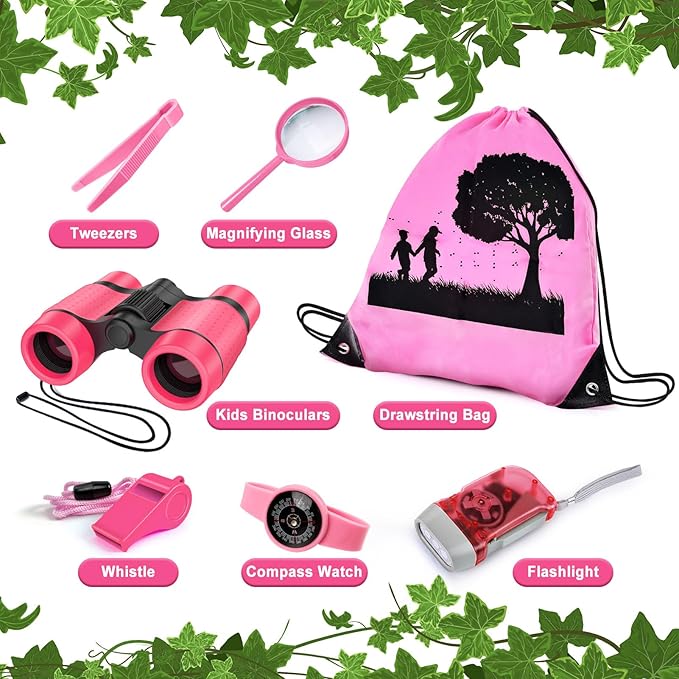 Kids Explorer Kit & Bug Catcher Kit, Camping Gear for Kids, Outdoor Exploration Set with Backpack & Binoculars, Ideal Outdoor Adventure Toys for Boys Girls 3-12