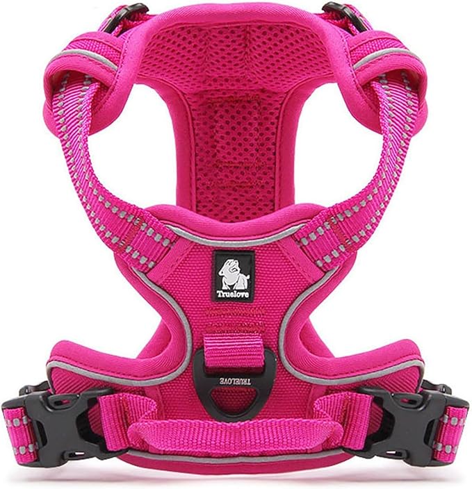 TRUE LOVE Truelove Adjustable No-Pull Dog Harness Reflective Pup Vest Harnesses Comfortable Control Brilliant Colors TLH5651(Fushcia,S)