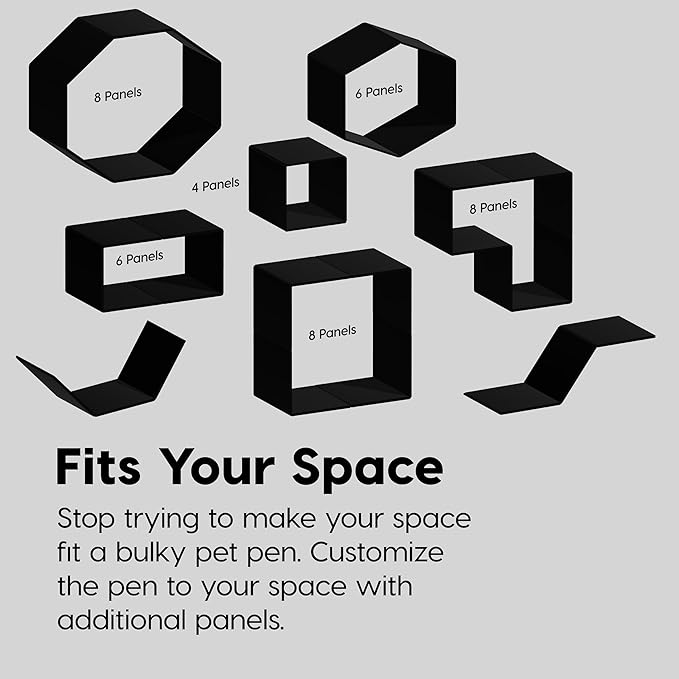 IRIS USA 24" 4-Panel Dog Playpen with Door, 35 x 35 x 24, Puppy Playpen, Dog Play Pen Indoors, Pet Fence, Puppies/Small Dogs, Black