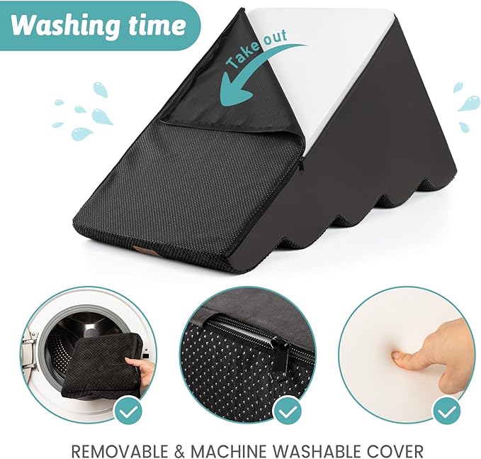 Dog Stairs for High Bed 22.6" H, Small Dog Step for Puppy, Older or Cat, Curved Ramp for Car, Ladder with High Density Foam, Lightweight, Durable, 15.7x33x22.6 inch, 5 Step, Black