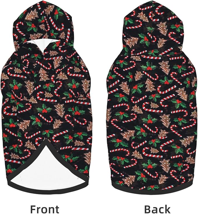 Christmas Tree Black Hoodie,Christmas Cosplay Dog Clothes with Pocket and Hat Winter Clothes Sweaters Large