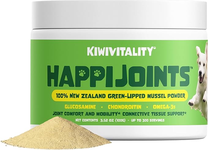 Green Lipped Mussel Powder for Dogs & Cats - Premium Hip & Joint Support for Joints, Tendons, Ligaments (100 Grams, Up to 300 Servings)