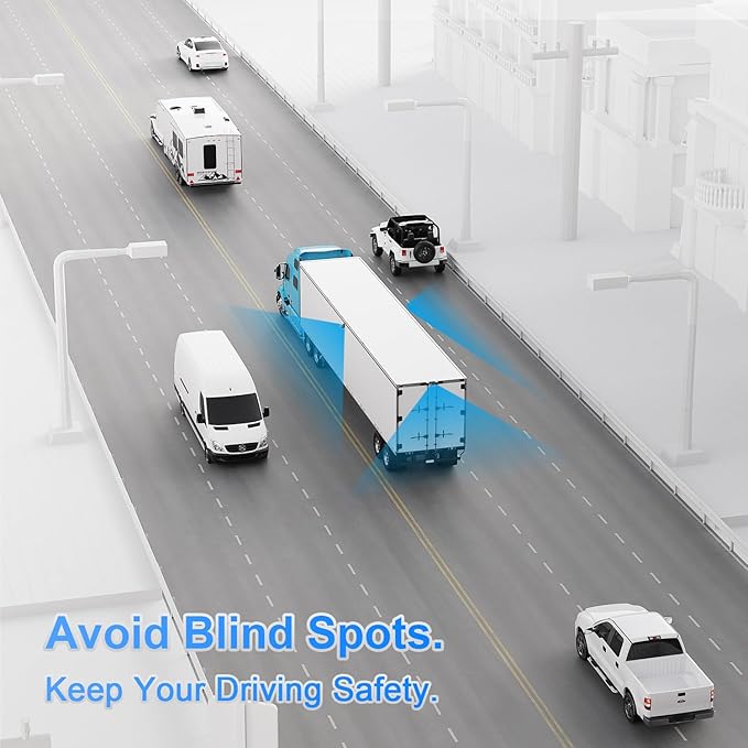 Fookoo HD 7" Wireless Backup Camera System, 1080P 7" Quad Split Screen Monitor, IP69 Waterproof Side Rear View Cameras, Parking Lines, Loop Recording, Digital Signal for RV/Trailer/Truck/Bus (DW7T4)