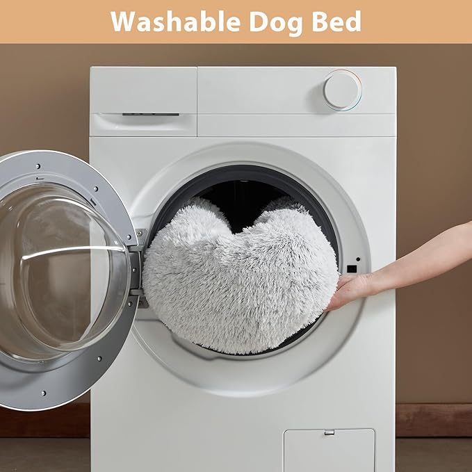 WNPETHOME Calming Dog Bed Cat Bed Donut, Faux Fur Pet Bed Self-Warming Donut Cuddler, Comfortable Round Plush Dog Beds(20 x 20 x 8 Inch, Light Grey)