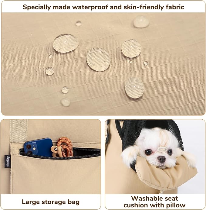 BurgeonNest Dog Purse Carrier for Small Dogs and Cats, Soft Sided Cozy Plush Pet Bag Carrier, 15.7" L x 8" W x 11" H Lightweight Pet Tote Bag with Secure Harness Clip