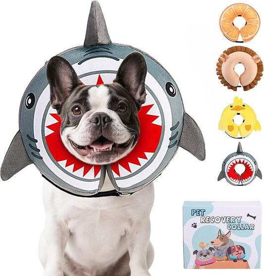 KOOLTAIL Dog Cone Collar Alternative After Surgery, Soft Inflatable Dog Neck Cone for Medium Large Dogs, Adjustable Pet Donut Recovery E Collar with Enhanced Anti-Licking Does Not Impede Vision M