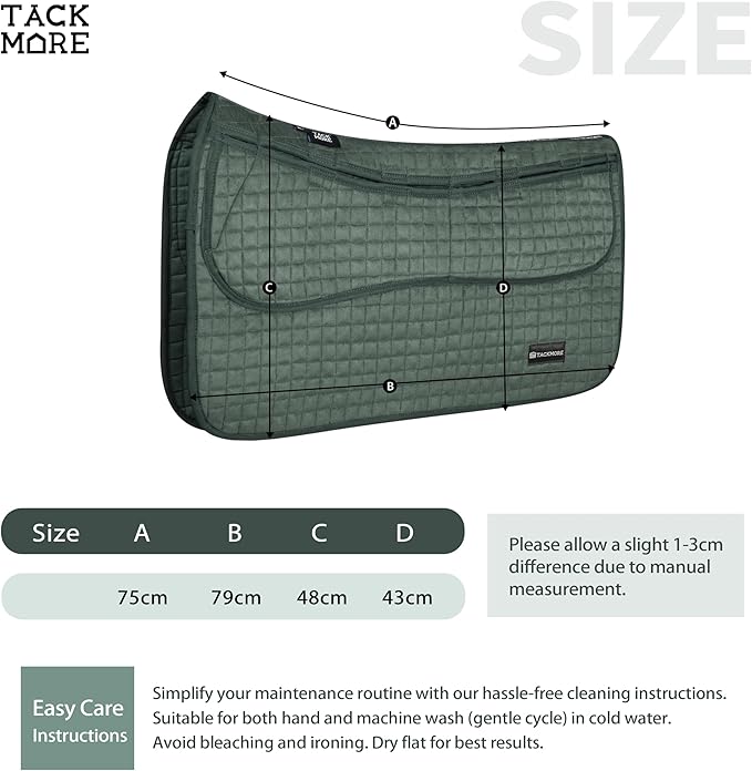 Tackmore Western Saddle Pad Adjustable with Side Pockets and Foam Inserts Shock-Absorbing Riding Pad