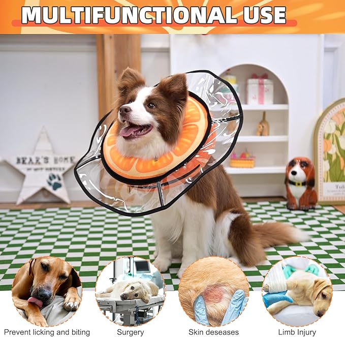 KOOLTAIL Inflatable Dog Cone Collar, Protective Dog Recovery E Collar for Medium Large Dogs After Surgery, Soft Adjustable Dog Neck Donut Cone with Enhanced Anti-Licking Does Not Impede Vision, M+