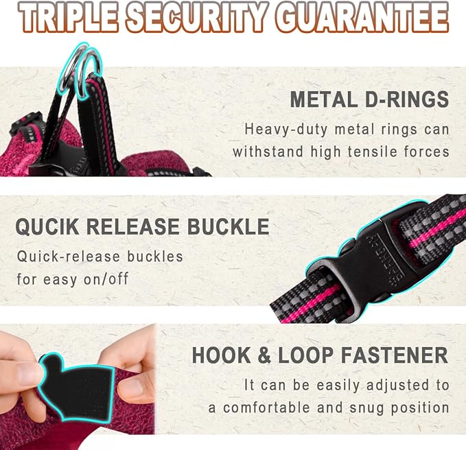 Dog Harness Step in Dog Vest Harness, Reflective Adjustable Puppy No Pull Harness Breathable Soft for Small and Medium Dogs Cats, Pink/Black, S