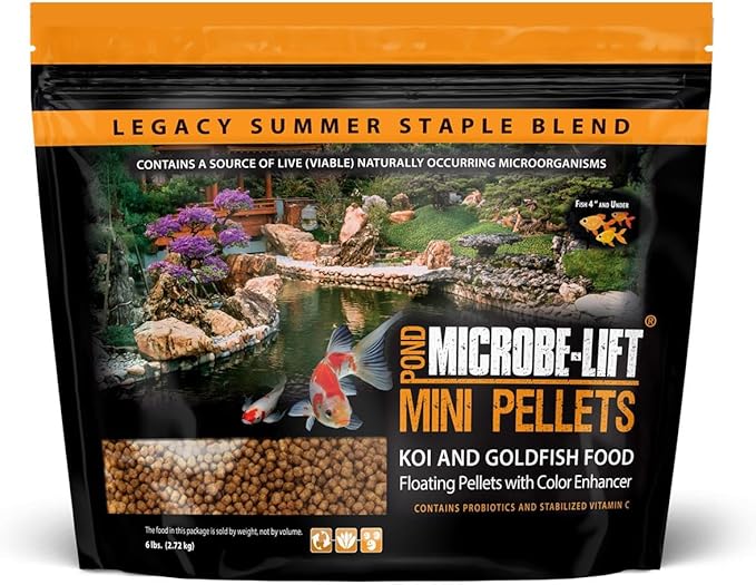 MICROBE-LIFT MLLMPLG Mini Floating Fish Food Pellets for Ponds, Water Gardens, and Fountains, for Small Live Goldfish and Koi, 6 Pounds, Black