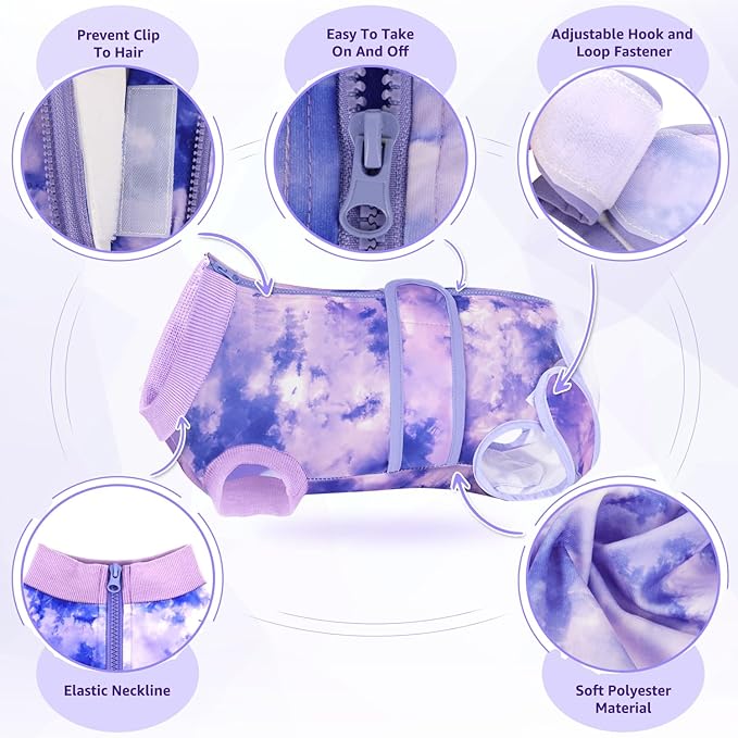 Lukovee Recovery Suit for Dogs, Zipper-On Onesie for Female Male Dog, Abdominal Wounds Cone E-Collar Alternative, Prevent Licking Spay (3XL, Purple Tie-dye)