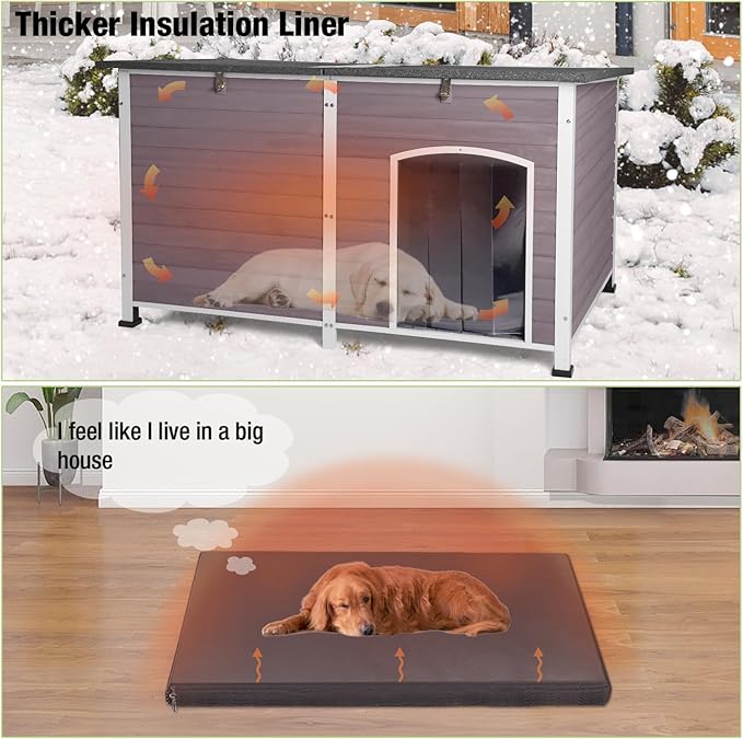 GUTINNEEN Dog House Insulated Outdoor Dog Kennel with Liner for Winter Extra Large