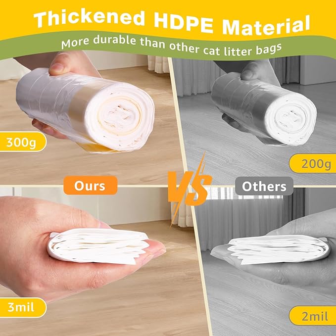 Litter Box Liners 20 Count, 37" x 18" Jumbo 3MIL Thicken Cat Litter Bags Tear Resistant Disposable Cat Litter Liners for XL Stainless Steel Litter Box and Other Suitable Size Litter Box