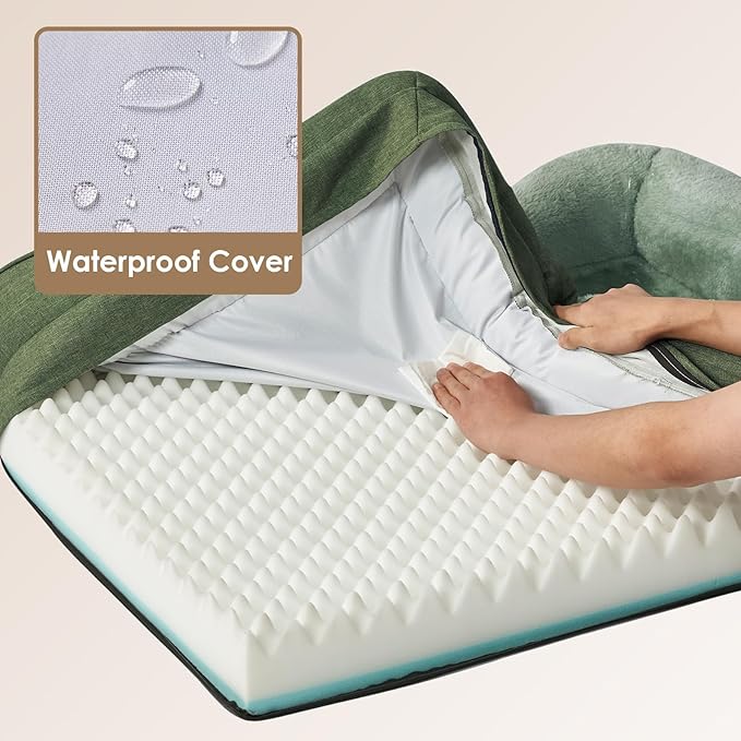 EHEYCIGA Memory Foam XL Dog Bed for XLarge Sized, Extra Large Orthopedic Dog Sofa with Sides and Waterproof Liner, Washable Bolster Pet Couch with Removable Cover, 42x30x7.5 Inch, Green