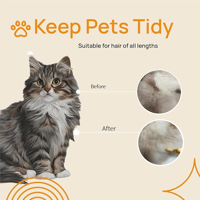 Pet Hair Removal Comb Flea Comb, Cat Grooming Brush with Release Button, Cat Grooming Supplies for Short and Long Hair Cats Removing Matted Fur