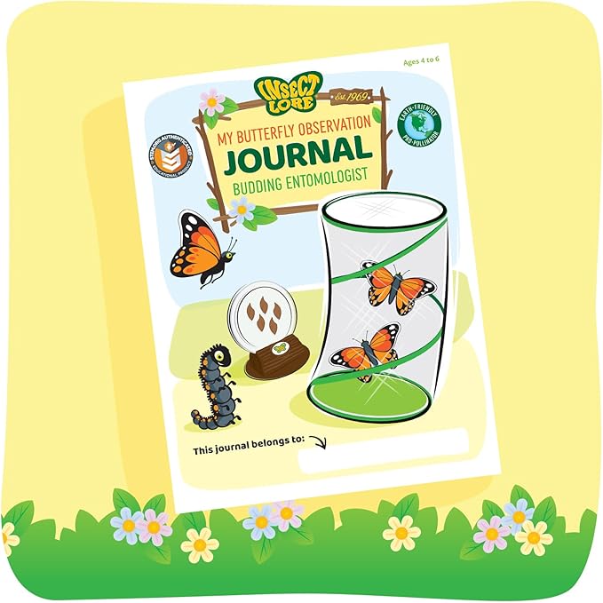 Insect Lore Butterfly Garden Kit with Live Caterpillars – Grow 10 Painted Lady Butterflies | STEM Learning Activity, Habitat with Journal, Stickers, Seeds & Figurines | As Seen on TV