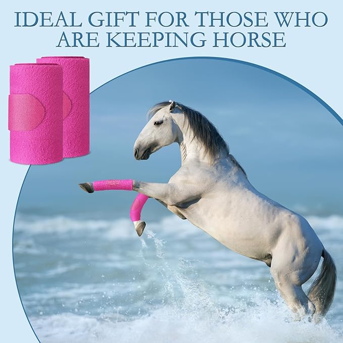 Set of 4 Horse No Bow Bandage 3D Contoured Standing Wrap Bandages Stable Nylon Horse Leg Wraps for Helping Prevent Horse from Tendon Damage and Keep Horses Clean and Safe(Purple)