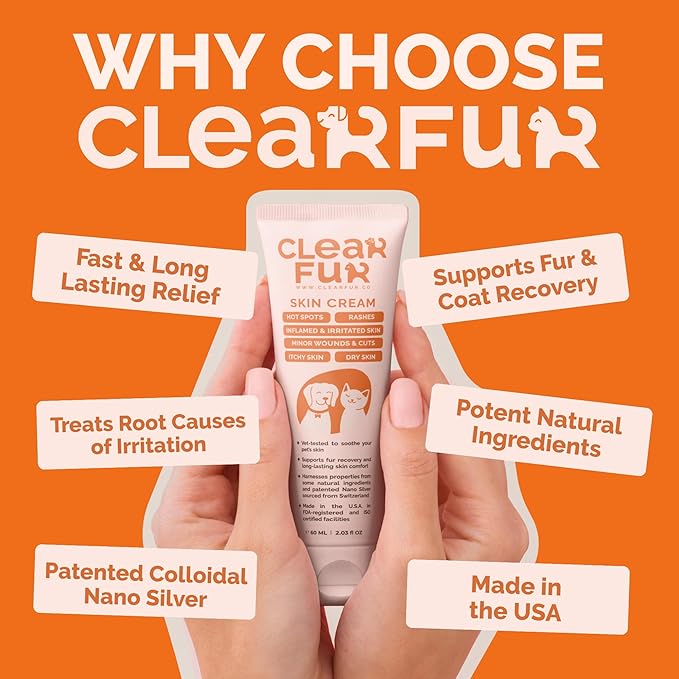 Hot Spot & Itch Relief Skin Cream for Dogs & Cats | Fast & Lasting Relief | Treats the Source | Natural Ingredients & Colloidal Silver | Vet-Recommended | Safe & Non-Toxic | Made in USA (2oz)