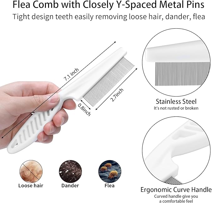 5 PCS Dog Grooming Brush Kit – Self Cleaning Slicker Brush for Shedding Short & Long Haired Dogs & Cats. Removes Loose Fur, Undercoat, Mats, Tangles. Suit for Small, Medium & Large Pets. Blue