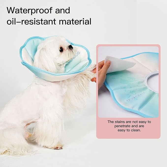 Touchdog Foldable Dog Cone Collar for Cats & Dogs - Adjustable Soft Recovery Collar with Waterproof PU Coating, Lightweight Design, 24.5cm/9.6in Wide Barrier (Blue Gradient Color, XL)