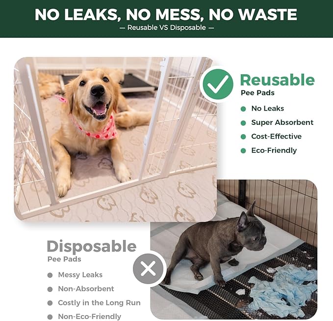 FXW Washable Pee Pads for Dogs, Puppy Pads with Super Absorbent, Specifically Designed for 48inch Cages, 47" × 29" Rectangle, Khaki, 1 Pack