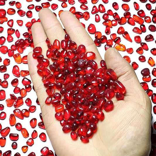 1 Lb (460 g) Red Sea Glass Stones Irregular Rainbow Glass Pebble Decorative Rock Quartz Tumbled Gemstone Chips for Aquarium Decoration/Vase Filler/Jewelry Making/Handwork Craft/Gems Display