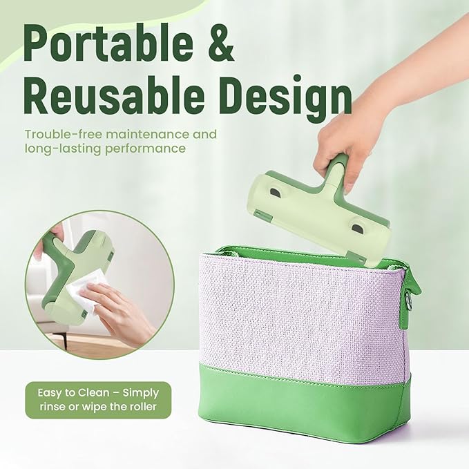 Roller Pet Hair Remover - Cat and Dog Hair Remover for Furniture, Couch, Carpet, Clothing and Bedding - Portable, Multi-Surface Fur Removal Tool