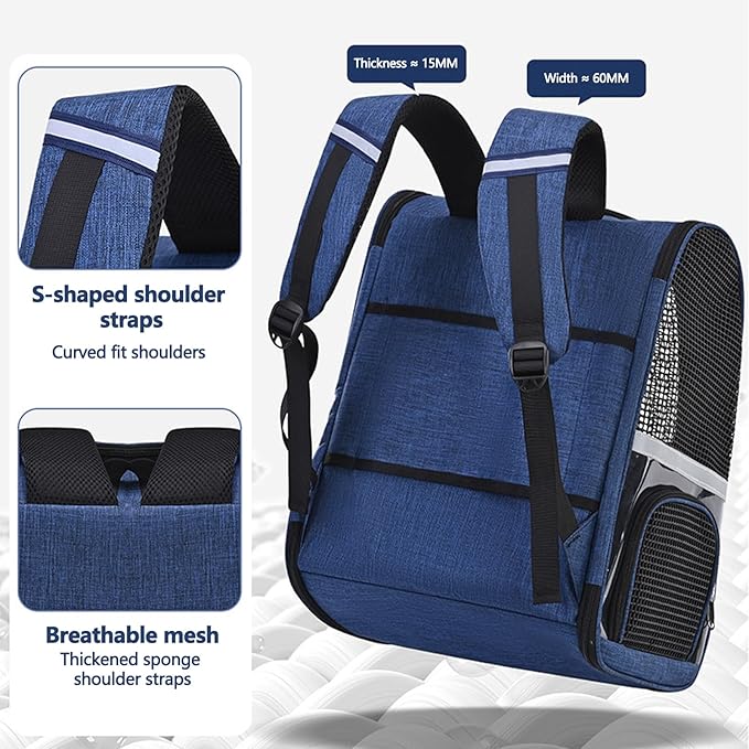 Pet Backpack, Airline Approved Dog Backpack, Cat Bag for Travel Hiking Bike Riding Walking Outdoor, Cat Backpack with Breathable Mesh(Black)