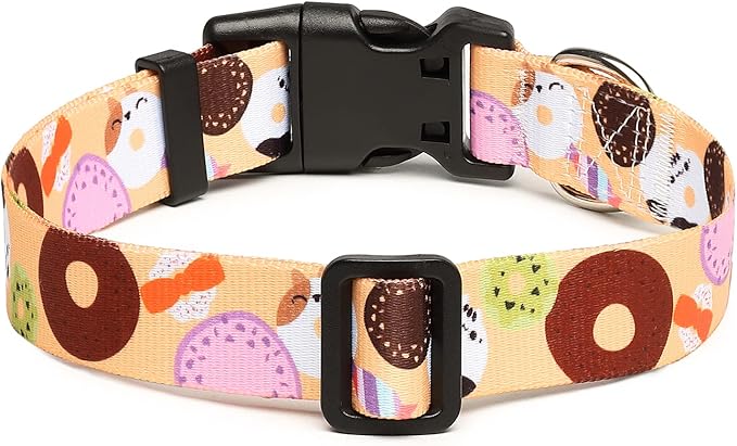 Mercano Adjustable Dog Collar - Special Design Patterns, Soft Nylon Comfortable Durable Pet Collar for Small Medium Large Dogs (M, Beige Cookie)