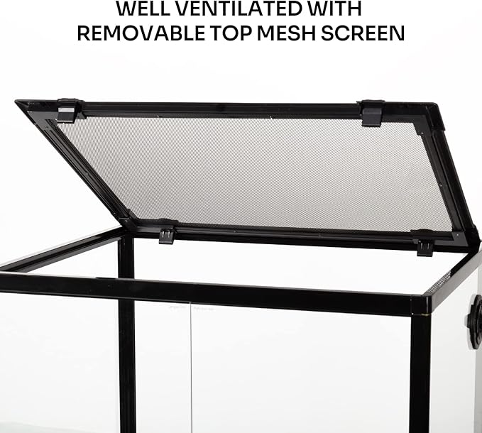 REPTIZOO 45 Gallon Glass Reptile Terrarium 24" x 18" x 24" Knock-Down Reptile Tank with Double Hinge Door and Top Screen Ventilation Easy Assembly Terrarium
