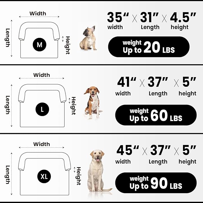 Calming Extra Large Dog Couch Bed for Dogs, 45 x 37 inch Waterproof Removable Pet Mat Couch Cover for Furniture Protector, Non-Slip Fluffy Pelsbarn Dog Bed for Couch, Sofa, Car - Tie-Dye Grey