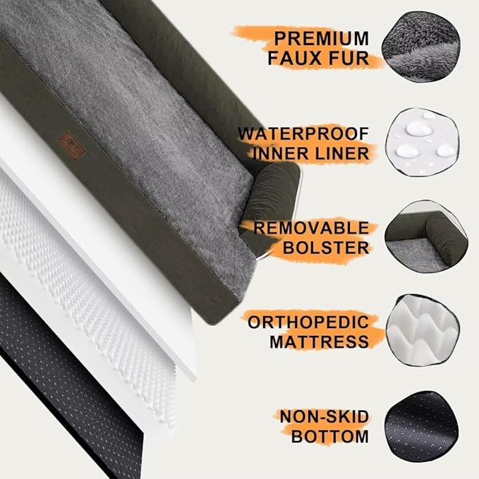 Dog Bed Medium Size Dog-Orthopedic Waterproof Bed for Dogs,Foam Couch Sofa with Washable Removable Cover & Non-Slip Bottom-Dark Green