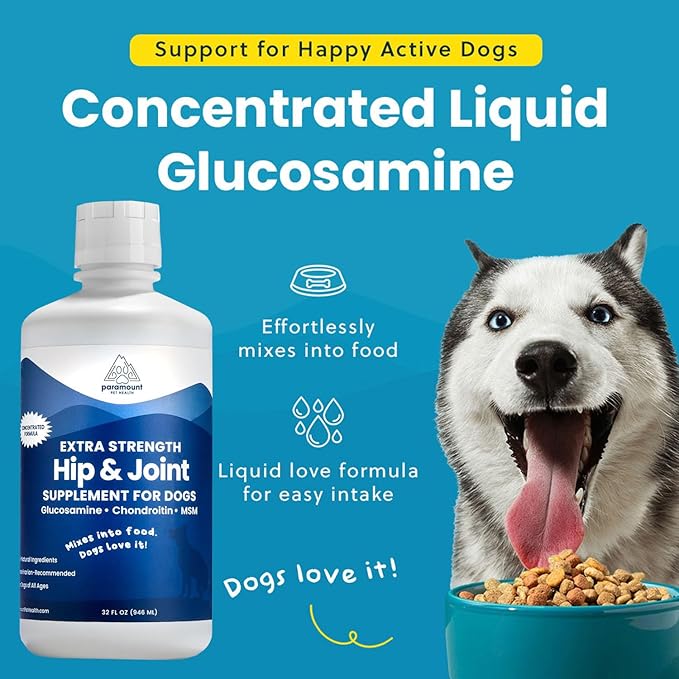 Concentrated Liquid Glucosamine for Large Dogs, Infused with MSM, 5200mg Chondroitin & Glucosamine Liquid for Dogs Hip & Joint Supplement for Mobility & Comfort, 32 oz