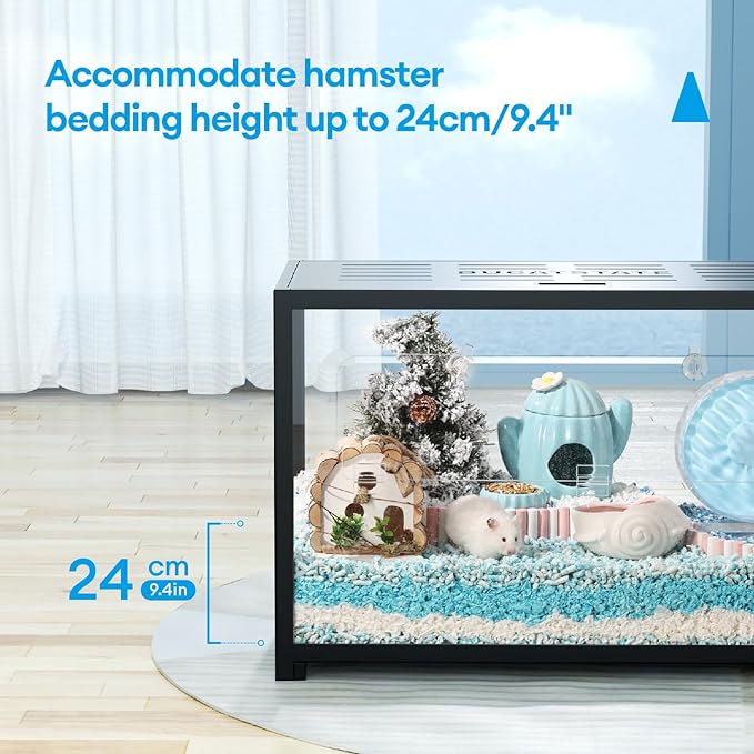 BUCATSTATE Hamster Cage Metal 2.0 - Small Animal Habitats Large Stackable with Top Access Easy Assemble 31.4L*17.6W*20H Inches Dwarf Syrian Hamster House for Guinea Pig, Gerbil (552sq inch Black)