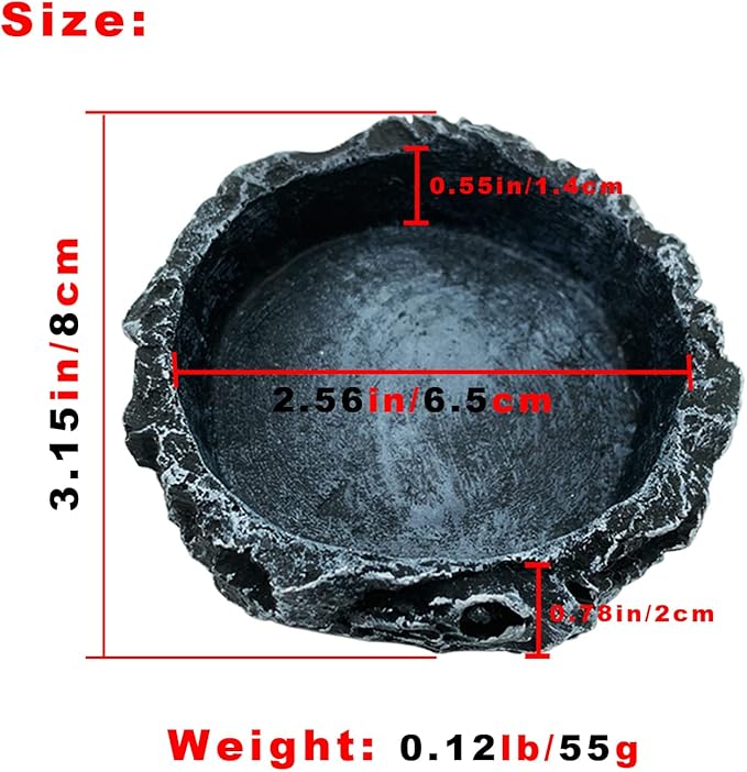 2 Pack Reptile Feeding Dish Corner Bowl, Reptile Water Dish Food Bowl Feeding Terrarium Bowls for Bearded Dragon Lizard Frog Gecko Tortoise Hermit Crab