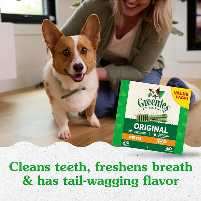 Greenies Petite Dental Dog Treats, 3-Flavor Variety Pack, (3) 12 oz. Pouches, 60 Total Treats