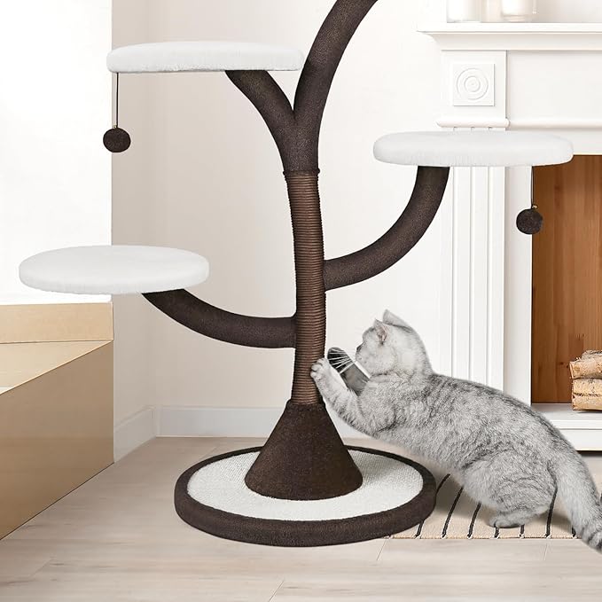 Multi-Level Modern Cat Tree, All-in-One Cat Tower with Scratching Post, Flower Cat Tree Houses for Indoor Cats