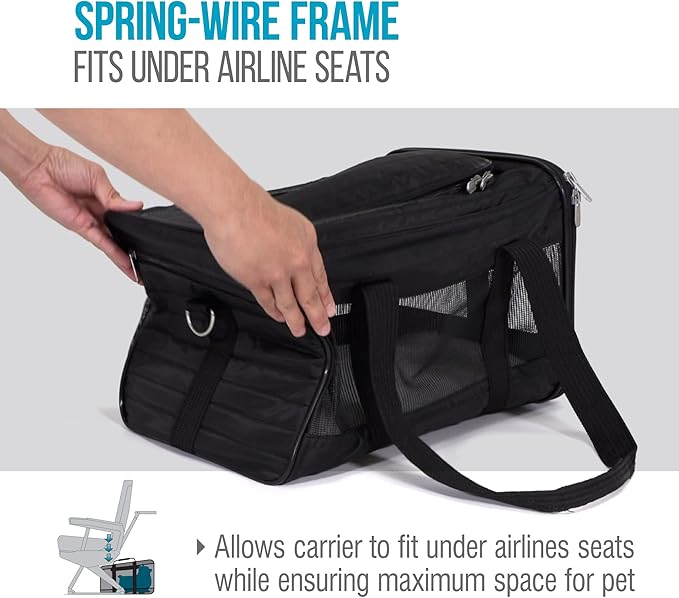 Sherpa Original Deluxe Travel Pet Carrier, Airline Approved & Guaranteed On Board - Black, Medium