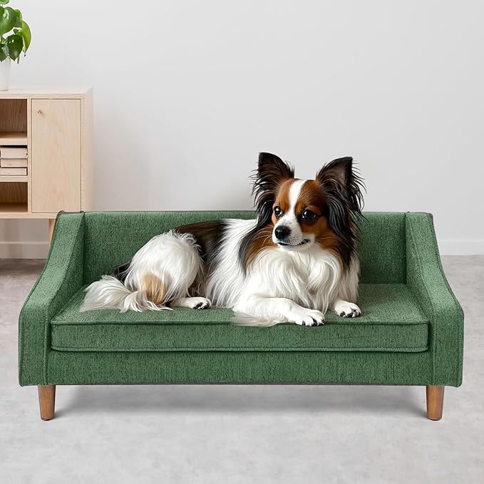 Dog Sofa Couch for Medium to Large Dogs, Durable Pet Sofa with Washable Fabric, Elevated Mini Dog Bed with Wooden Legs for Medium and Large Dogs, Dark Grey